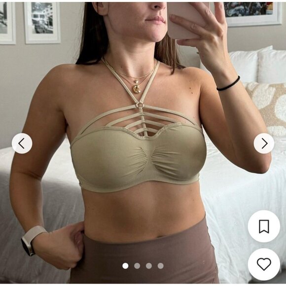 Love Mar LF Solid Burgundy Wine Red Caged Bra Bralette Nylon Spandex - Picture 3 of 5